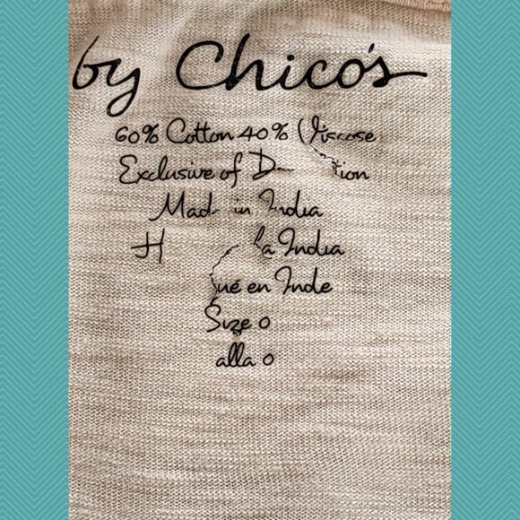 Chico's Ivory Blush Cotton Blend Scoop Neck High Low Top - Picture 4 of 4